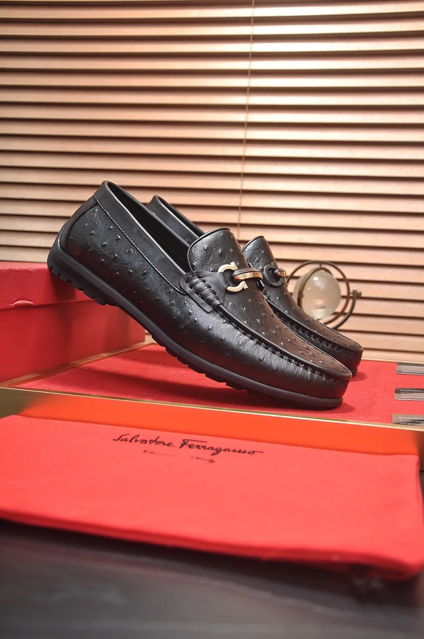 Men's shoes 💰500💶[Ferragamo/Ferragamo] The latest model in the counter. Original imported open-sided high-quality cowhide hand-woven + imported 🐂 cowhide + original luxury metal buckle + original combination outsole. Comparison without pressure 38--44🎉